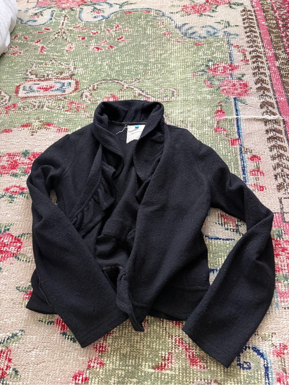 Sparrow Wool Black Women's Open-Front Jacket
